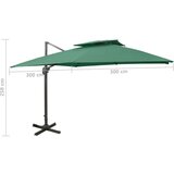  Konzolni suncobran s dvostrukim vrhom 300 x 300 cm zeleni | shoptok.hr