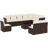 vidaXL 11-dijelni set vrtnih sofa od poliratana s jastucima smeđi | shoptok.hr