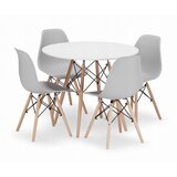 BOLZZ TORINO OKRUGLI STO 80 cm WHITE + Milano set 4 stolice SVETLO SIVA