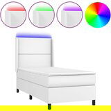 vidaXL Box spring postelja z vzmetnico LED bel 90x190 cm umetno usnje, (20937216) Cene