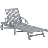 Maison Chic Vrtni Ležalnik - Sončna ležalnik siv iz trdnega akacijevega lesa, (22043076) | Shoptok.si