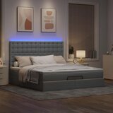vidaXL Otomanski posteljni okvir z vzmetnico siv 160x200 cm blago Cene
