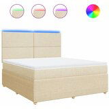 vidaXL Box spring postelja z vzmetnico krem 180x200 cm blago, (21304574) | Shoptok.si