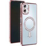 AVIZAR Diamantno ohišje za Samsung Galaxy A06 MagSafe Obris Strass, Šampanjec roza, (5000014540) | Shoptok.si