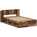  Okvir kreveta s pohranom s uzglavljem Staro drvo 120 x 200 cm | shoptok.hr