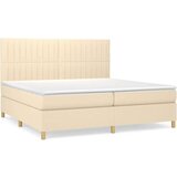  Krevet s oprugama i madracem krem 200 x 200 cm od tkanine | shoptok.hr