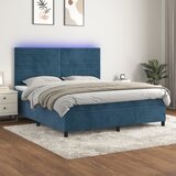  The Living Store Box spring postelja z vzmetnico LED temno modra 180x200cm žamet - Box Spring Postelja, (21491759) Cene