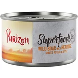 Purizon Varčno pakiranje Superfoods 24 x 140 g - Divji prašič s slanikom, sladkim krompirjem in jabolkom