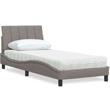  Postelja z vzmetnico taupe 80x200 cm blago | Shoptok.si