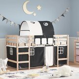  Dječji krevet na kat s tunelom crno-bijeli 80 x 200 cm borovina | shoptok.hr