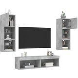  6-dijelni zidni TV elementi s LED svjetlima boja betona drveni | shoptok.hr