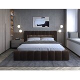 ELTAP Temno rjava oblazinjena zakonska postelja s prostorom za shranjevanje z letvenim dnom 140x200 cm Lamica – | Shoptok.si