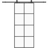  Klizna vrata s priborom crna 90 x 205 cm od ESG stakla | shoptok.hr