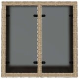 vidaXL Vrtna miza s stekleno mizno ploščo bež 55x55x37 cm poli ratan | Shoptok.si