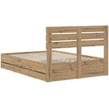 Bed Frame with Storage and Headboard Artisan Oak 120 x 200 cm | shoptok.hr