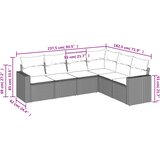  6-dijelni set vrtnih sofa s jastucima crni od poliratana | shoptok.hr