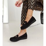 Gemre Women's black suede loafers on a thick sole Prussia | shoptok.hr