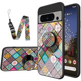 INORCO Ovitek s stojalom v obliki rožic za Google Pixel 8 Pro, PC+TPU+ovitek za telefon iz kaljenega stekla z vrvico, (22036468) Cene