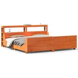 vidaXL Posteljni okvir brez vzmetnice vošč. rjava 200x200 cm borovina | Shoptok.si