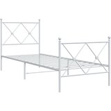  The Living Store Kovinski posteljni okvir z vzglavjem in vznožjem bel 80x200 cm - Posteljni Okvir, (21525197) | Shoptok.si