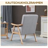  Fotelja skandinavskog dizajna do 120 kg baršunasti izgled puno drvo 68 cm x 74 cm x 82 cm prirodna + siva | shoptok.hr