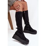 VINCEZA Womens Knee High Platform And Wedge Boots Black 58342 | shoptok.hr