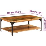  Stolić za kavu s policom od obnovljenog drva 100 x 60 x 35 cm | shoptok.hr