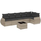 Maison Chic Seti vrtnega pohištva - Vrtna garnitura - Vrtni pohištvo set 7-delna z blazinami siv poli ratan, (21802409) | Shoptok.si