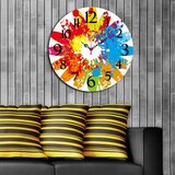 Wallity Ms-05 multicolor decorative mdf clock cene