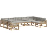  Set vanjskih sofa s jastukom 9 pcs Bijela i svjetlosiva | Eponuda.ba