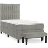 The Living Store Box spring postelja z vzmetnico svetlo siva 90x200 cm žamet - Box Spring Postelja, (21490877) | Shoptok.si