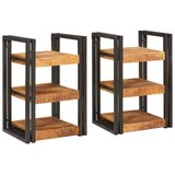  Noćni ormarić 2 pcs Smeđa i crna Čvrsto drvo manga | shoptok.hr