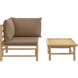  Sedežna garnitura 2-delna s taupe blazinami bambus | Shoptok.si