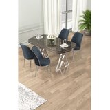Hanah home trpezarijski set Lai, sto i 4 stolice, antracit ploča Irony, hromirane noge, antracit tkanina Babyface | Eponuda.com