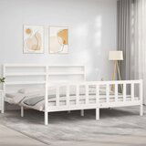  Za krevet s uzglavljem bijeli 200x200 cm od masivnog drva | shoptok.hr