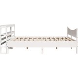  Okvir za krevet s uzglavljem bijeli 200x200 cm masivna borovina | shoptok.hr