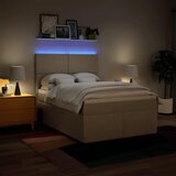  Krevet s oprugama i madracem krem 140x200 cm od tkanine | shoptok.hr