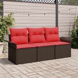  Set sofe s jastukom 3 pcs Smeđa i crvena poliratan | shoptok.hr
