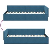 vidaXL Kotna postelja Drugo Modra 90 x 190 cm Samet in sodobno leseno | Shoptok.si