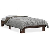 Furnova Posteljni okvir rjav hrast 90x190 cm inženirski les in kovina, (21936288) | Shoptok.si