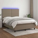  Krevet box spring s madracem LED smeđesivi 140x190 cm tkanina Cijene