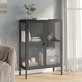  Komoda crna 75 x 35 x 105 cm od stakla i čelika | shoptok.hr