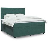 vidaXL Box spring postelja z vzmetnico temno zelena 200x200 cm žamet, (21307172) | Shoptok.si