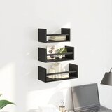  Set zidnih polica 3 pcs Crni hrast 40x16x14cm Konstruirano drvo | shoptok.hr
