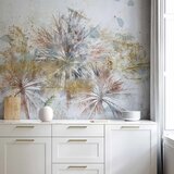  Foto tapeta - Grey palms - plant motif in an abstract composition with patterns 450x315 | shoptok.hr