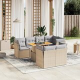 Maison Chic Seti vrtnega pohištva - Vrtna garnitura - Vrtni pohištvo set 8-delna z blazinami bež poli ratan, (21800639) | Shoptok.si