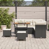 vidaXL 8-dijelni vrtni sofa set s jastučićima crni poli ratan akacija, 3-dijelni vrtni set za blagovanje s jastučićima crni poli ratan akacija | shoptok.hr