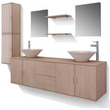  11-dijelni set kupaonskog namještaja, umivaonika i slavine bež | shoptok.hr