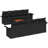 vidaXL 9-delni vrtni kavč set z blazinami črn poliratan akacija | Shoptok.si