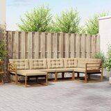  Set vanjskih sofa 6 kom. Prirodna i bež Čvrsto drvo akacije | shoptok.hr